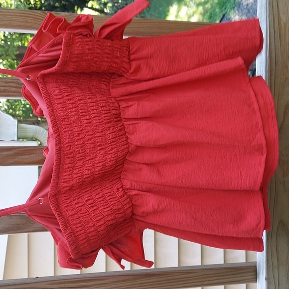 Sienna Sky Red Ruffle Spaghetti Strap tank Top Women's Sz XL - Picture 5 of 12